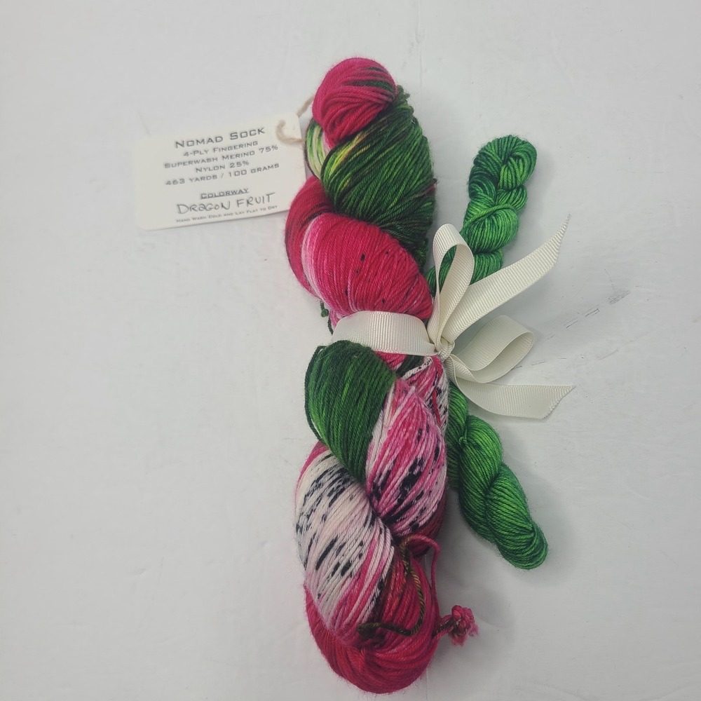 Black Cat Fiber Yarn Nomad Dragon Fruit 75% Superwash Merino 25% Nylon & Mini